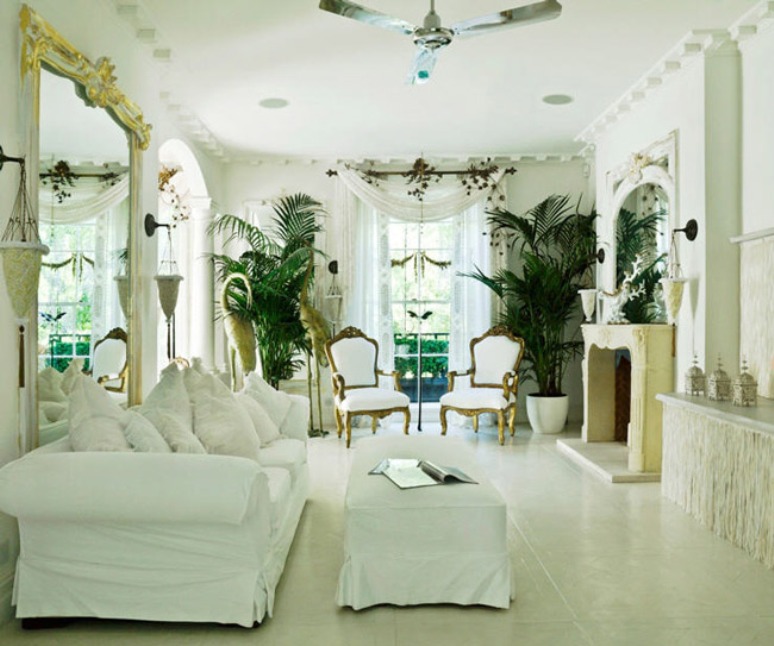 Una casa decorada en blanco y toques de estilo vintage