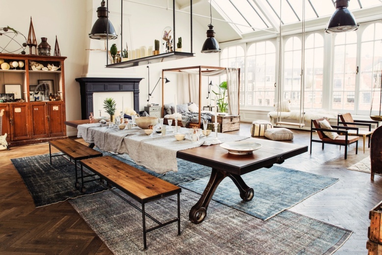 Un loft de estilo industrial y masculino
