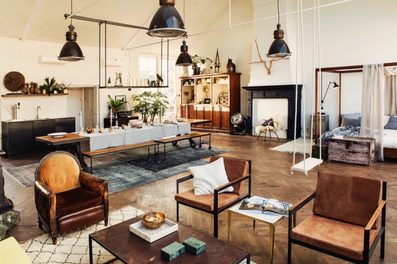 Un loft de estilo industrial y masculino