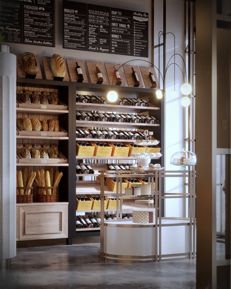 Un restaurante panadería que mezcla el estilo industrial con el Chic