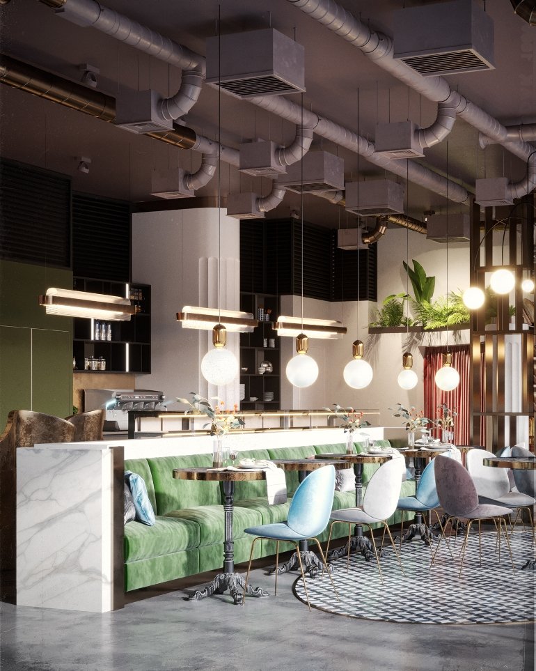 Un restaurante panadería que mezcla el estilo industrial con el Chic