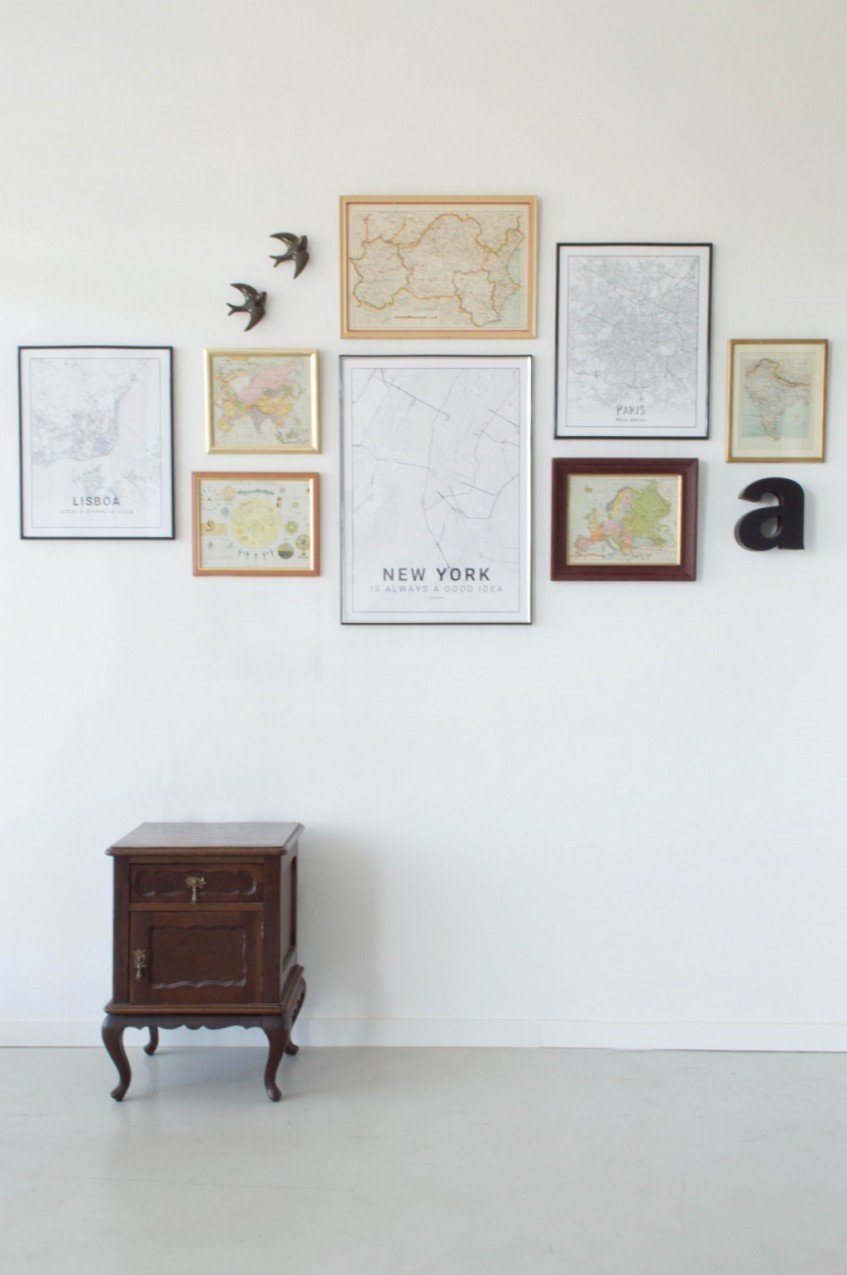 Cómo crear una gallery wall con mapas