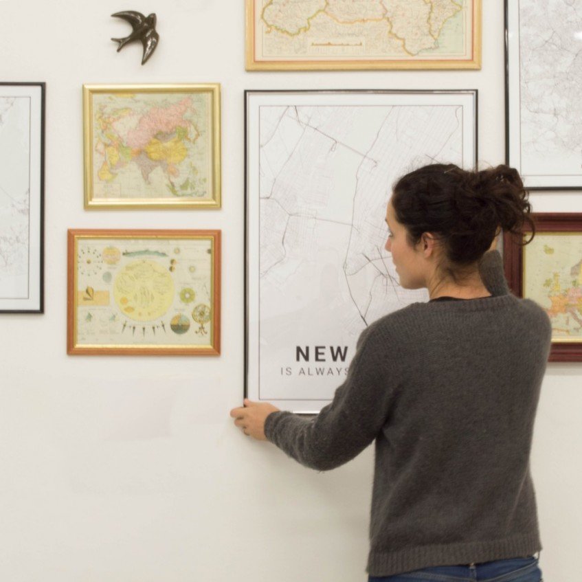 Cómo crear una gallery wall con mapas