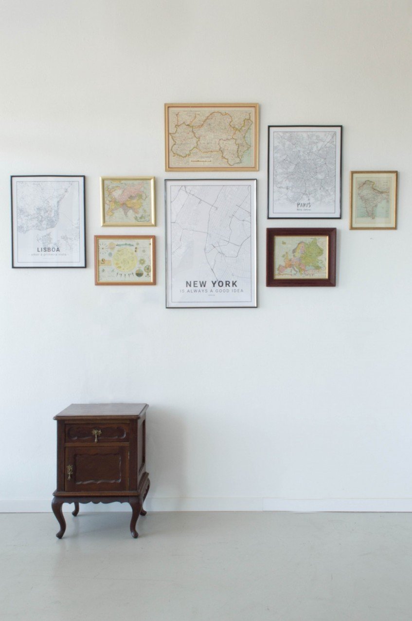 Cómo crear una gallery wall con mapas