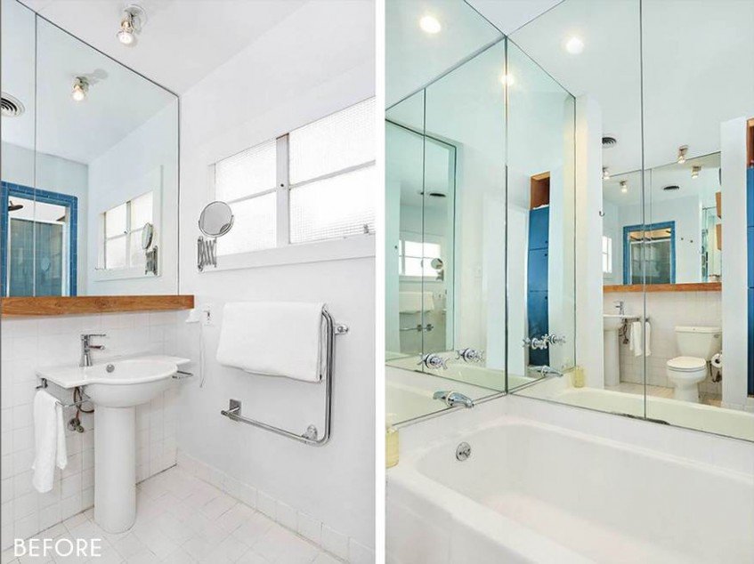 Antes y después de la reforma de un baño pequeño