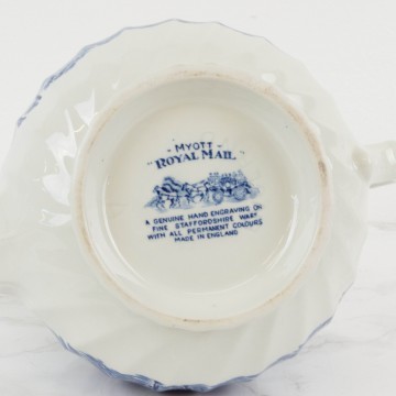 Servicio de te y café inglés en porcelana blanca y azul