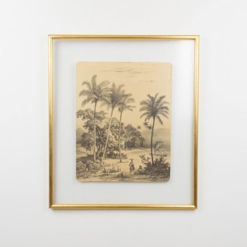 Antigua ilustración de un paisaje africano, s. XIX