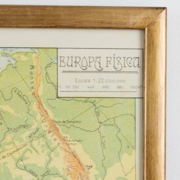 Mapa físico de Europa, litografía original