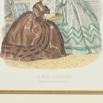 Antigua litografía coloreada, La Mode Illustrée