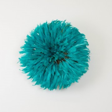 Juju hat o sombrero Bamileke, azul turquesa mediano