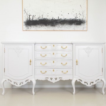 Aparador Vanesa en gris y rosa