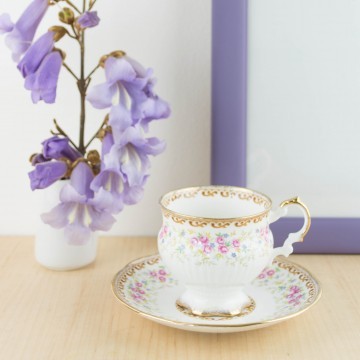 Set de taza y plato antiguos, estilo María Antonieta, rosa | Café y te