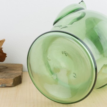 Botijo de vidrio soplado verde s. XIX