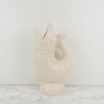 Jarrón blanco portugués con forma de pez