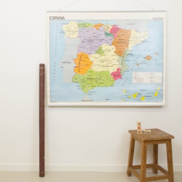 Mapa escolar reversible de España, años 80