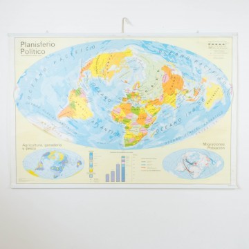 Mapa Mundi escolar reversible años 70