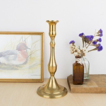 Candelero antiguo de metal dorado