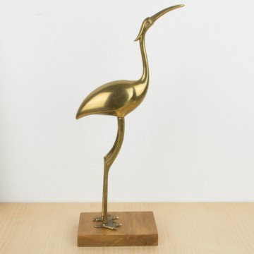 Ibis de bronce con base de madera