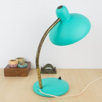 Lámpara flexo verde turquesa años 50