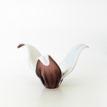 Centro de mesa de cristal de Murano de color morado y blanco