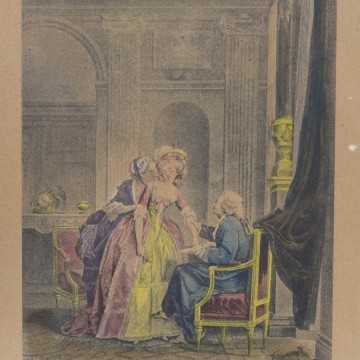 Antigua litografía coloreada del s XVIII