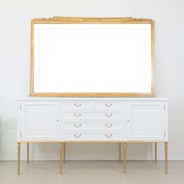 Aparador para baño, en blanco y dorado