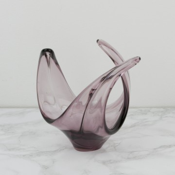 Centro de mesa de cristal de Murano lila