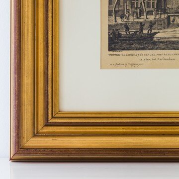 Litografia d'Amsterdam, escena hivernal davant de l'Església Oude Kerk