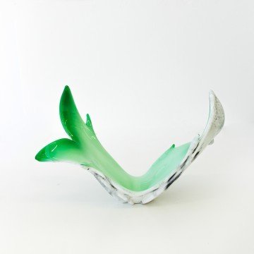 Centro de mesa de cristal de Murano, color verde y blanco