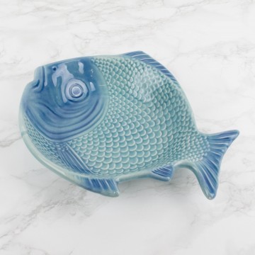 Plato azul portugués, forma de pez