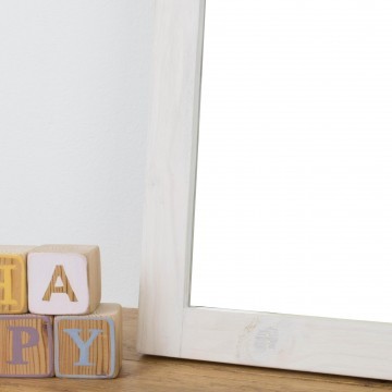 Espejo artesanal con pátina blanca