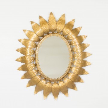 Espejo sol ovalado dorado