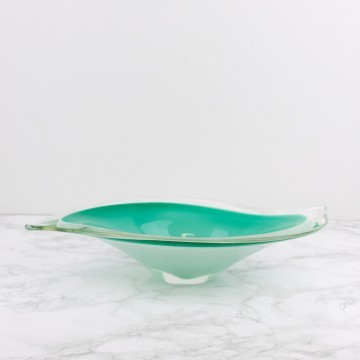 Centro de mesa de cristal de Murano en verde opalino