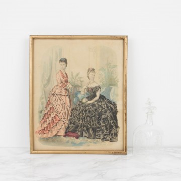 Litografía coloreada sobre moda, impresa en París