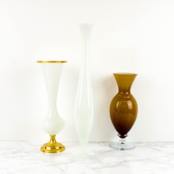 Jarrón opalino blanco nacarado italiano