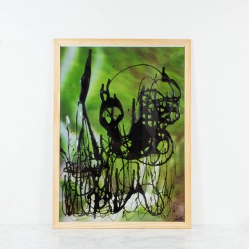 Alimentar el miedo, pintura abstracta original de Cèlia Izquierdo