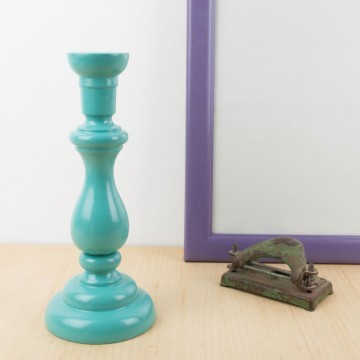 Candelero de madera en aguamarina | Otros | Objetos y decoración