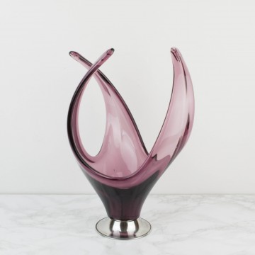 Centro de mesa de cristal de Murano lila grande