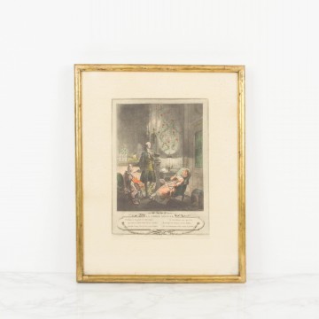 Litografía coloreada a mano, La Soireé d'Hyver