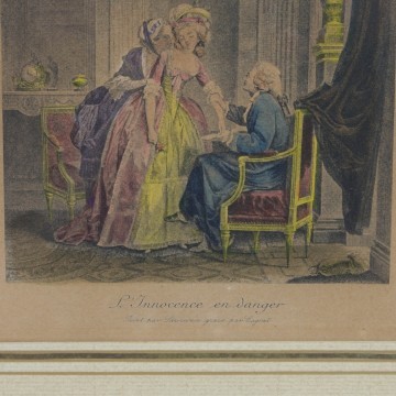 Antigua litografía coloreada del s XVIII