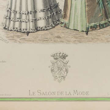 Antigua litografía coloreada, Le Salon de la Mode
