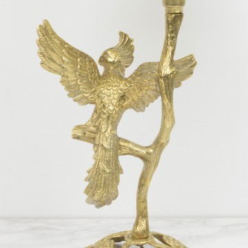 Lámpara de bronce con figura de loro