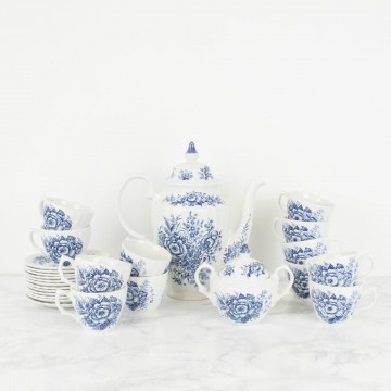 Juego de te inglés de loza blanca y azul British Anchor