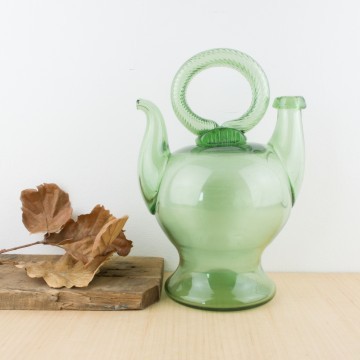 Botijo de vidrio soplado verde s. XIX