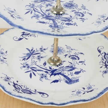Expositor de dos niveles en porcelana inglesa