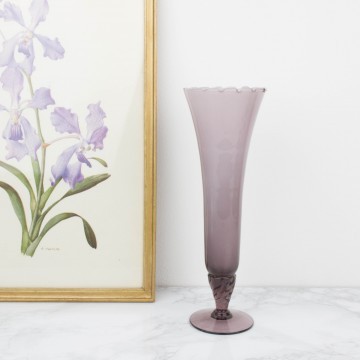 Jarrón o vaso de cristal opalino de Murano, color morado