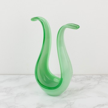 Centro de cristal opalino de Murano verde