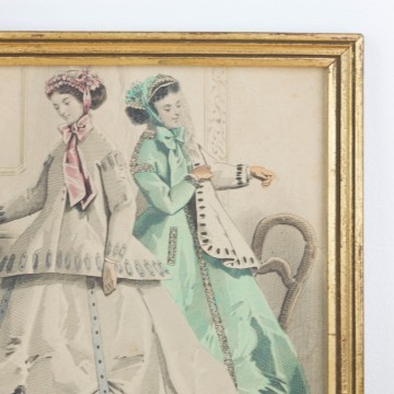 Antigua litografía coloreada de 1866