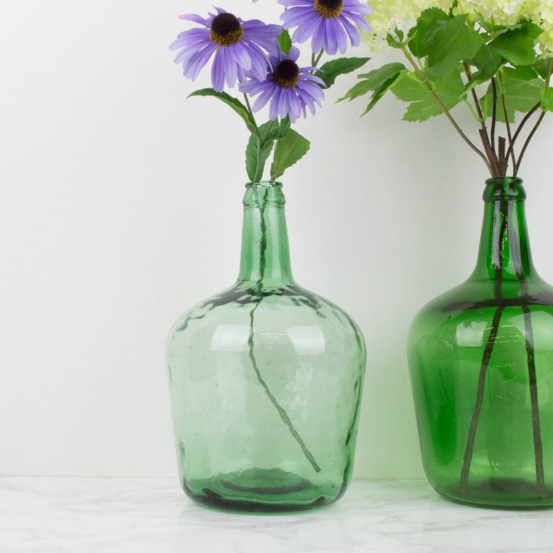 Damajuana pequeña vidrio verde transparente | y sifones | Objetos y decoración