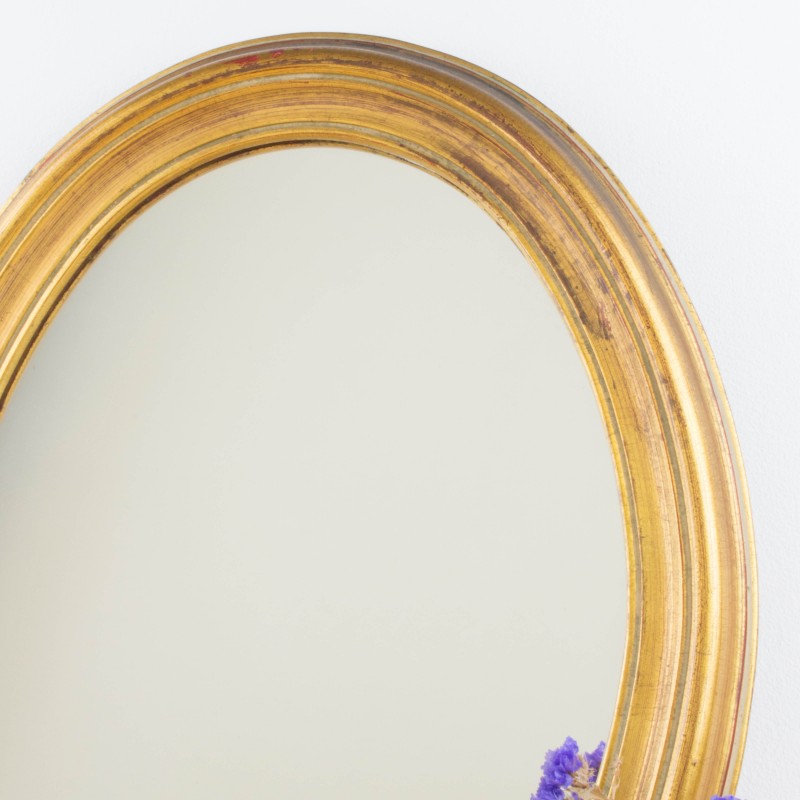 Antiguo espejo ovalado dorado flores · Ancien cadre oval doré (VENDIDO) -  Vintage & Chic
